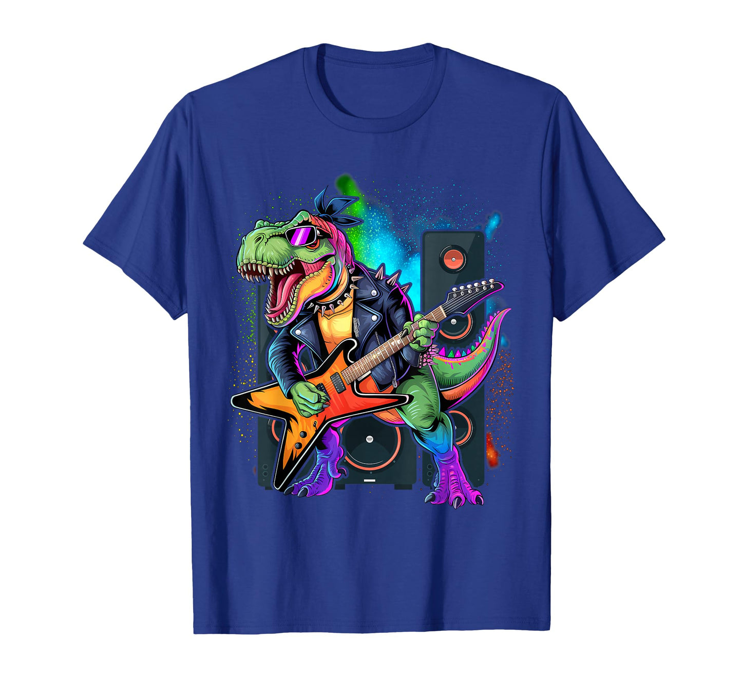 Funny Dinosaur, Rock'n Roll Goth Dino, Guitar Band T-Shirt