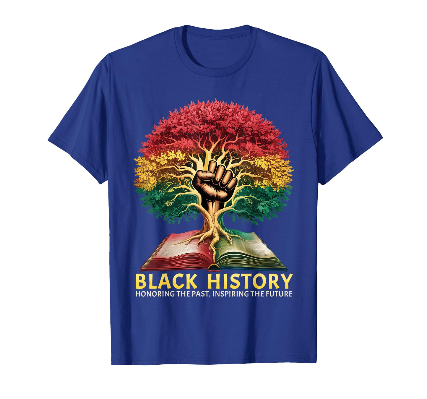 Black History Inspiring Future Fist Tree Book Roots T-Shirt