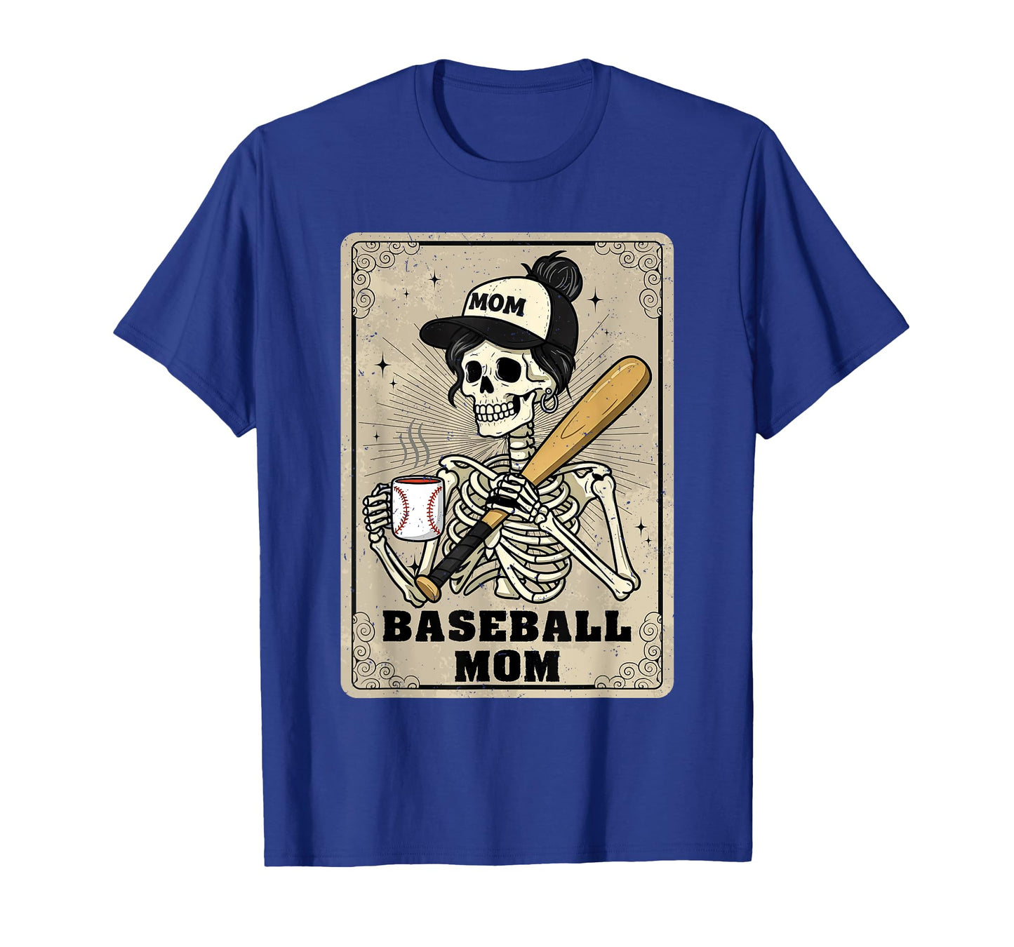 Baseball Mom Skeleton Vintage Tarot Card Funny Mother's Day T-Shirt