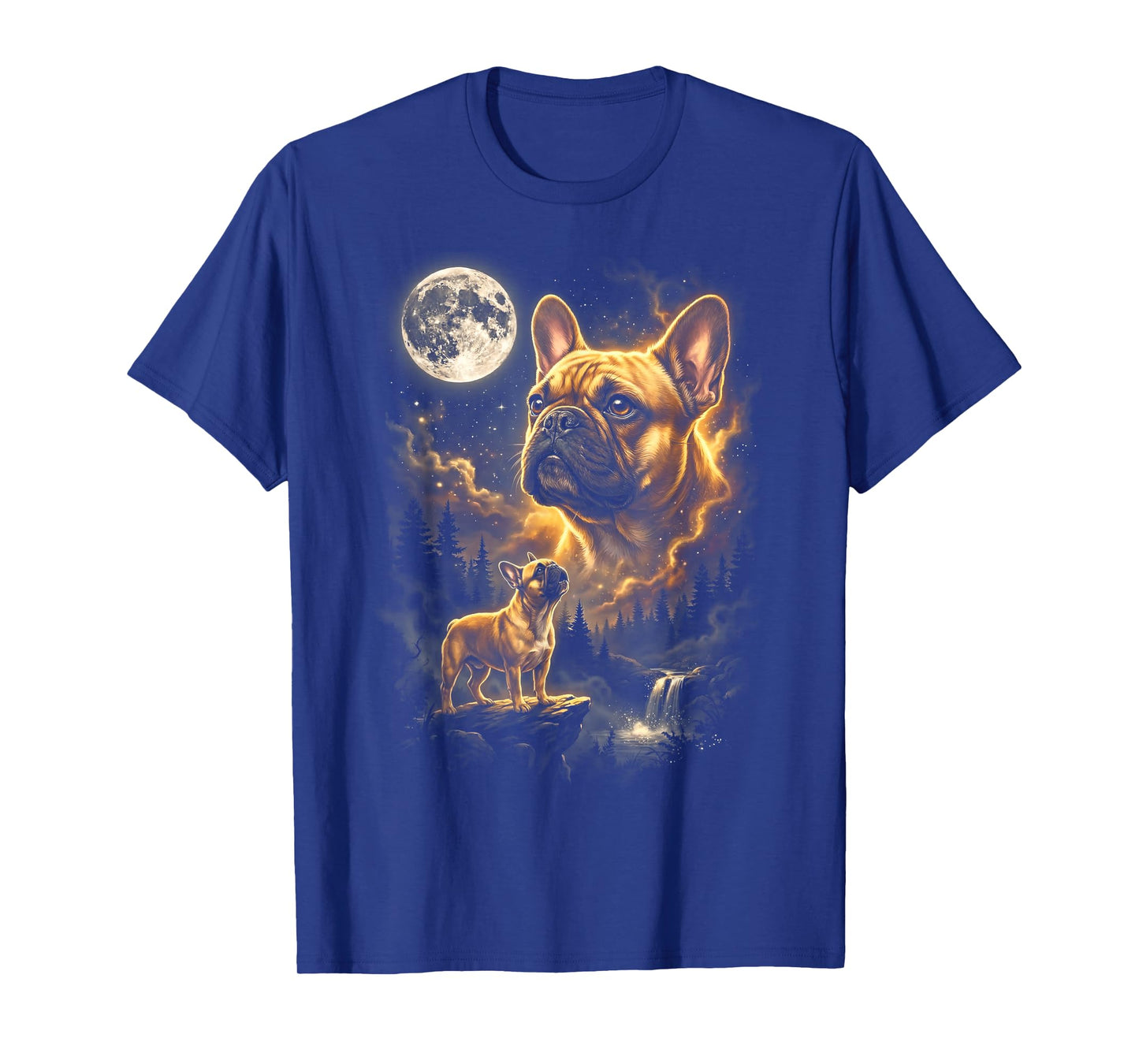 French Bulldog Howling to Moon Retro Vintage 90s Funny Dog T-Shirt