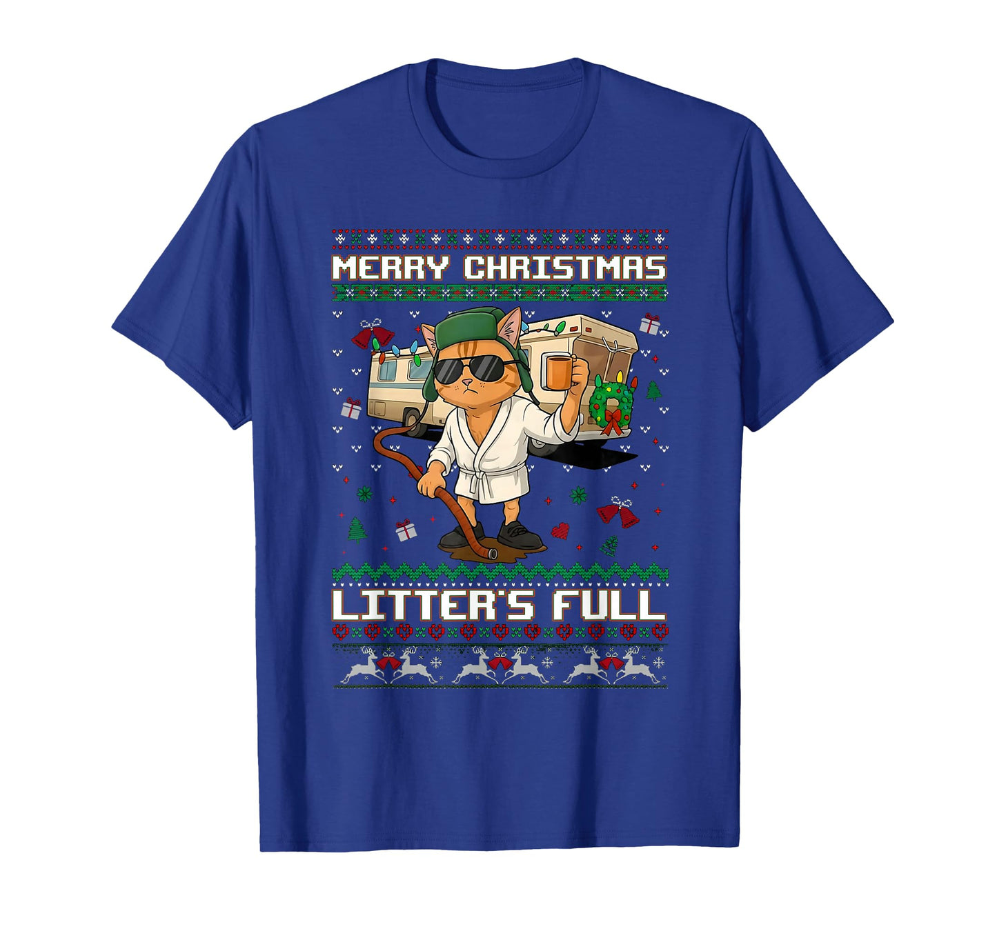 Merry Christmas Litter's Full Funny Cat Ugly Xmas T-Shirt