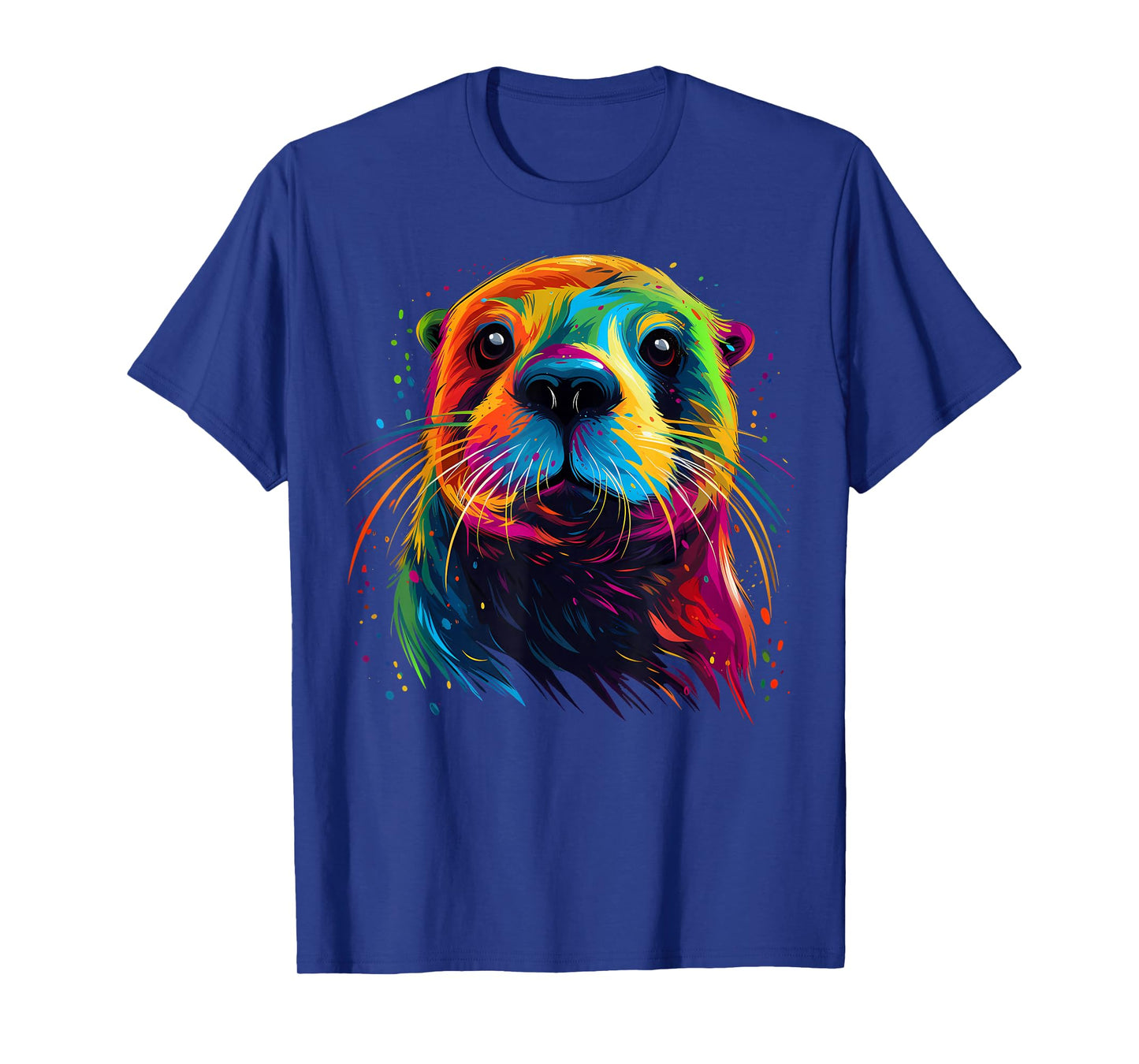 Otter Face Colorful River Sea Animal Art Lover Cute Black T-Shirt
