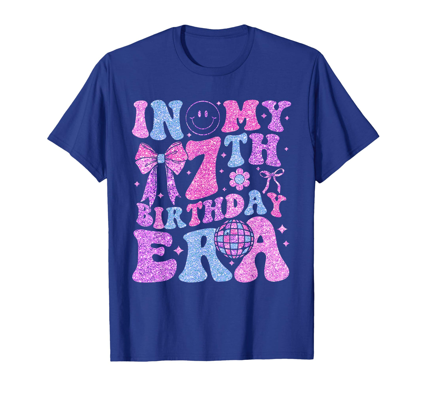 In My 7th Birthday Era Girl 7 Year Old Coquette Bow T-Shirt