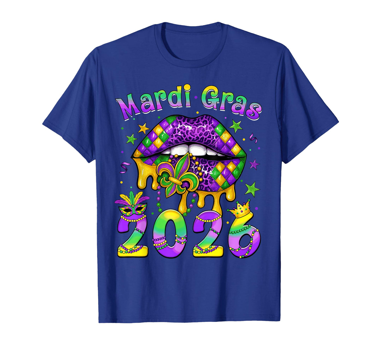 Happy Mardi Gras Carnival Mardi Gras 2026 Lips Girl Women T-Shirt