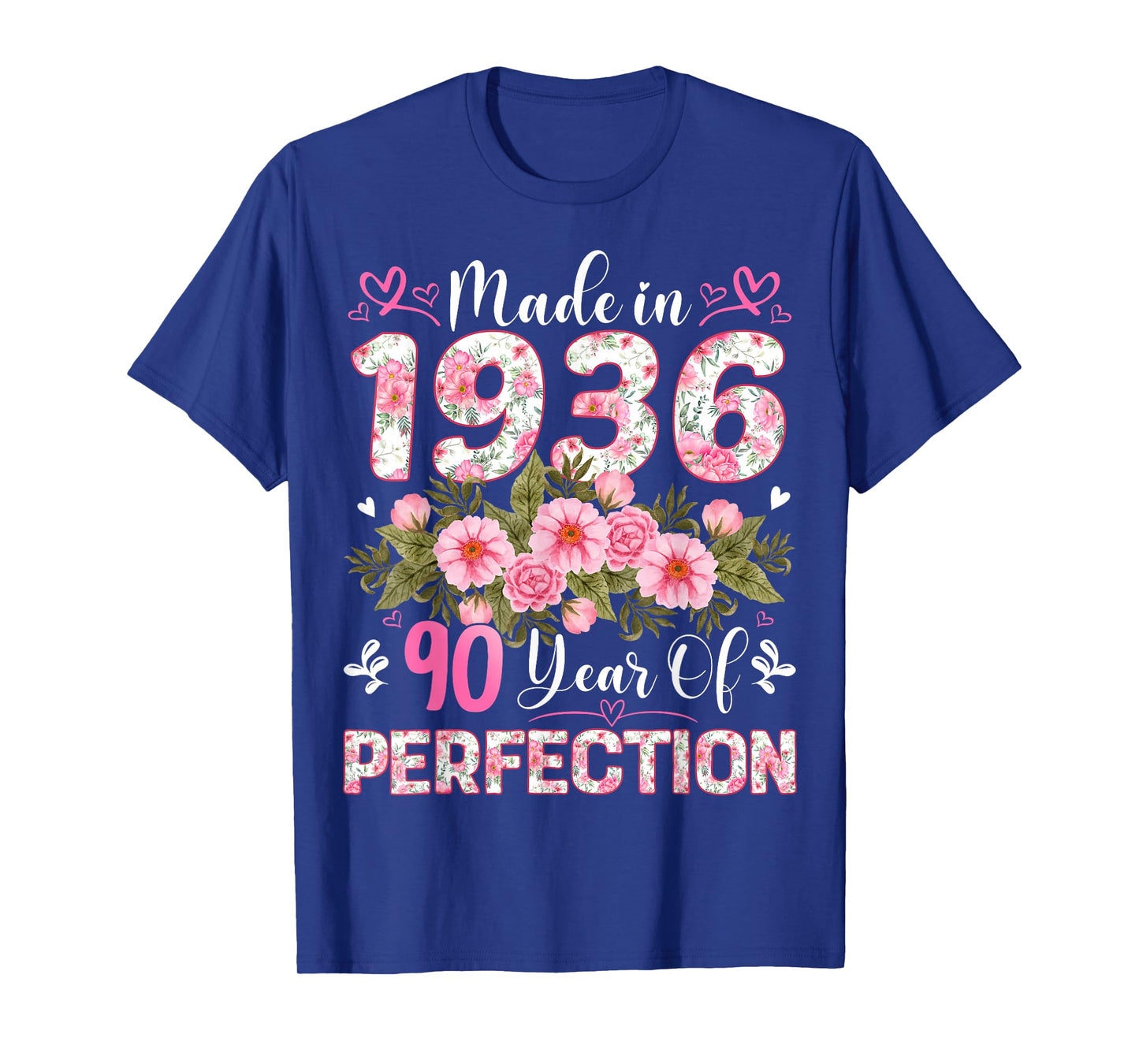 90 Year Old Made in 1936 Floral 90th Birthday Women T-Shirt