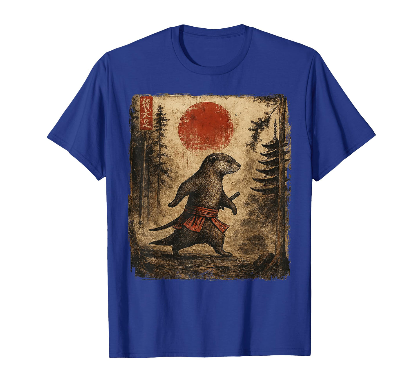 Samurai Otter Japanese Vintage Funny Gifts Graphic Art T-Shirt