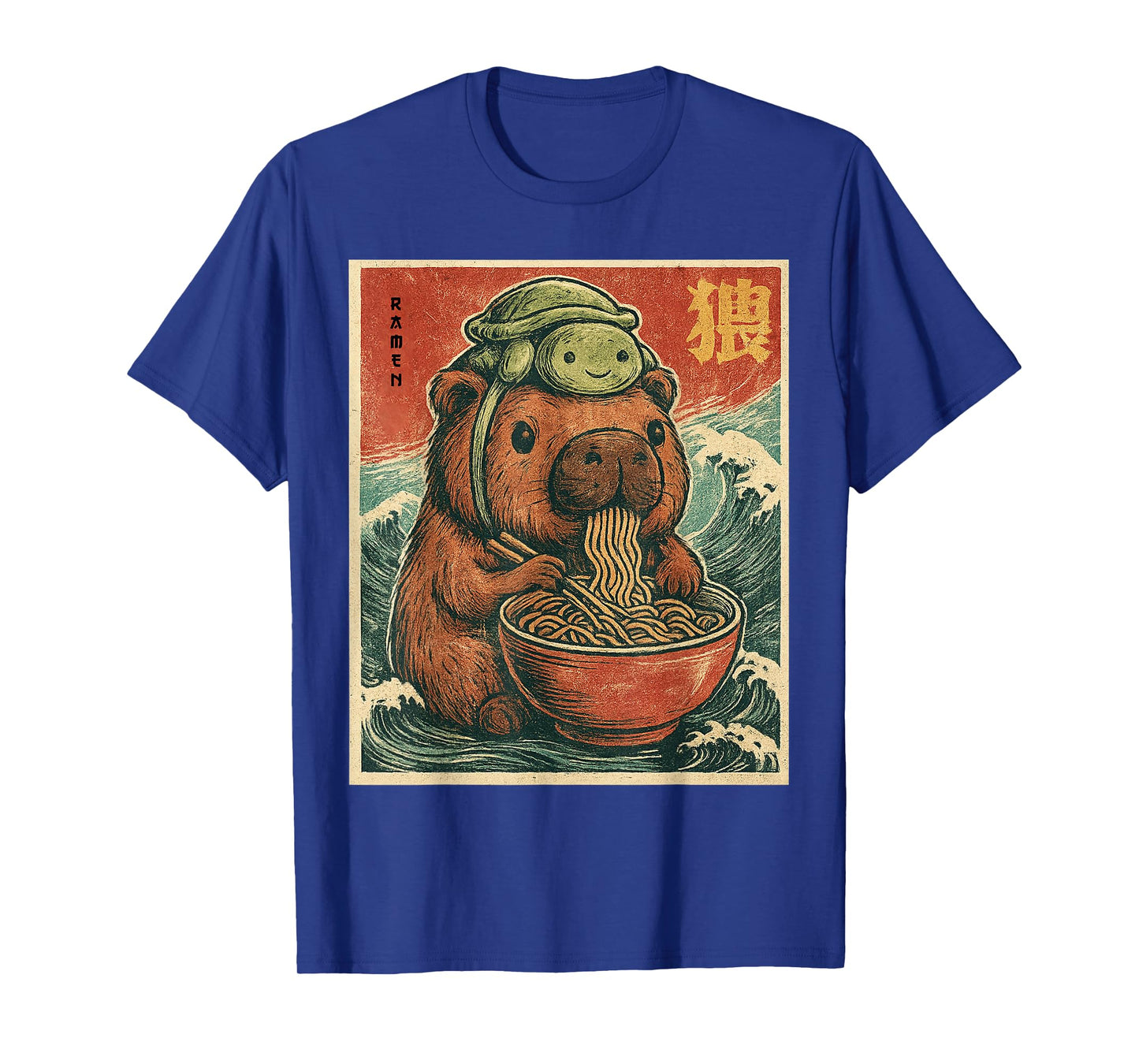 Cute Capybara and Turtle Backpack Ramen Kawaii Capybara Kids T-Shirt