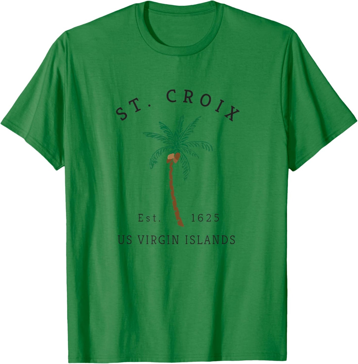 St. Croix USVI Colorful Palm Tree Retro Novelty Art T-Shirt - T-Shirt | Irish Green