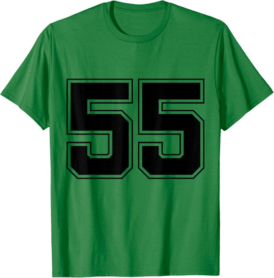 Number 55 Big Bold Capital Varsity Alphabet Monogram T-Shirt - T-Shirt | Irish Green