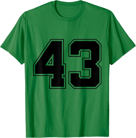 Number 43 Big Bold Capital Varsity Alphabet Monogram T-Shirt - T-Shirt | Irish Green