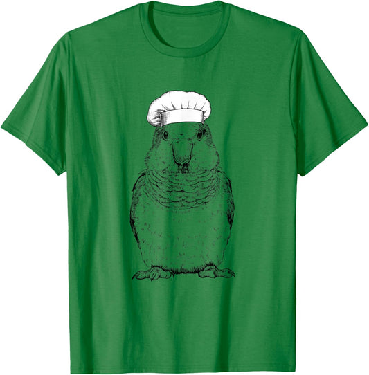 Quaker Parrot Cook Chef Funny Cooking Bird T-Shirt - T-Shirt | Irish Green