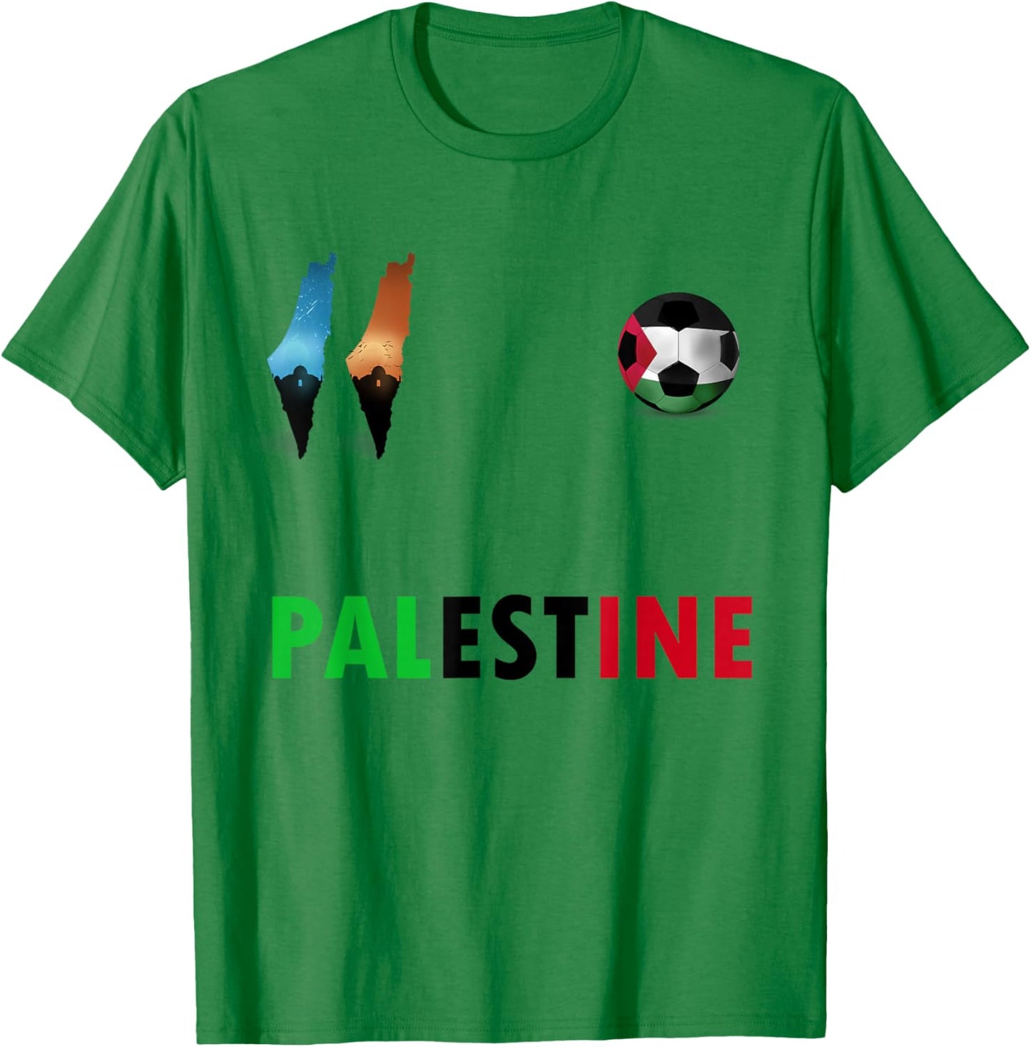 Palestine Football Fans Jersey Palestinian Ball Flag Quds T-Shirt - T-Shirt | Irish Green