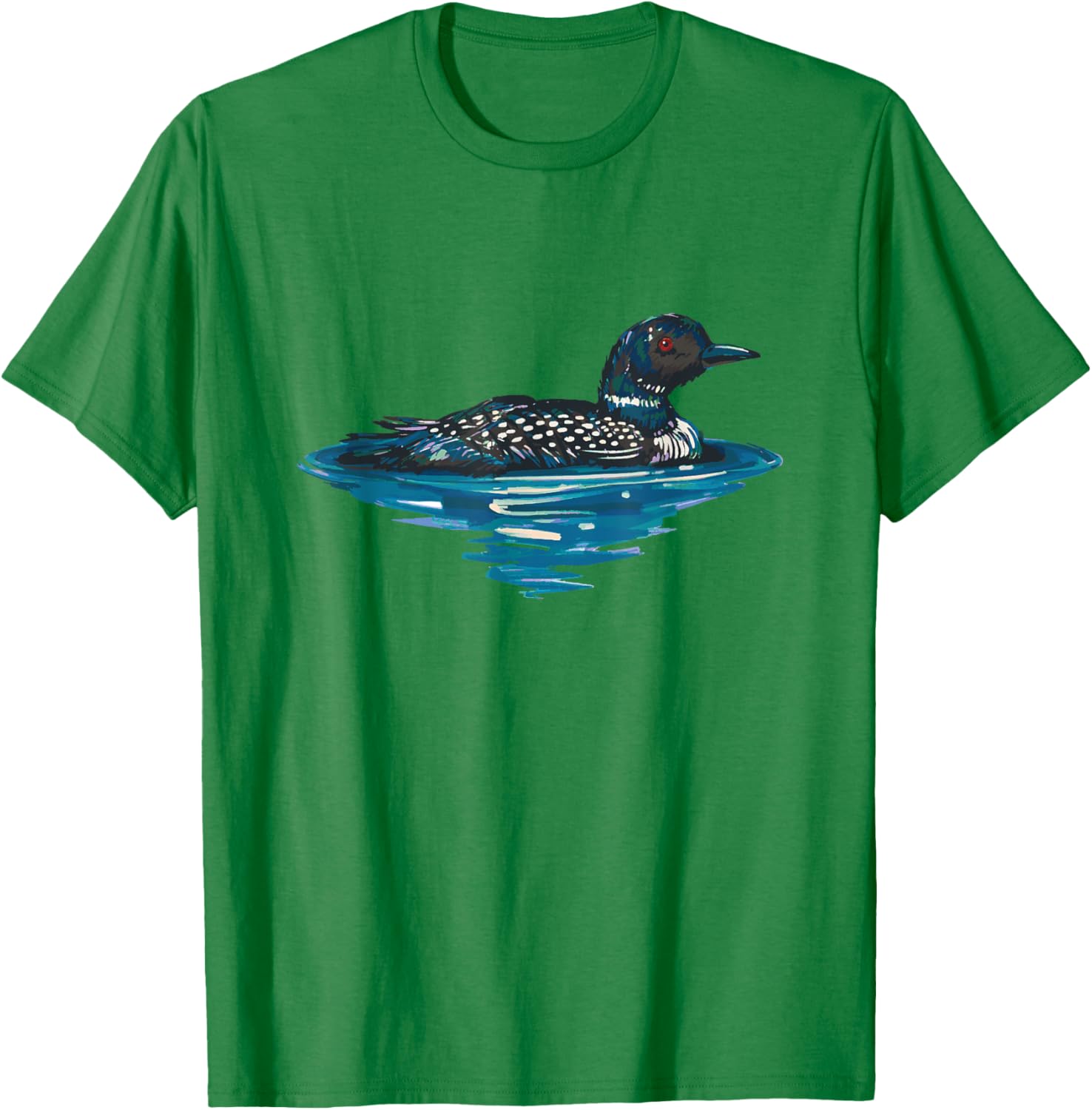 Loon Bird Painting Duck Lake T-Shirt - T-Shirt | Irish Green