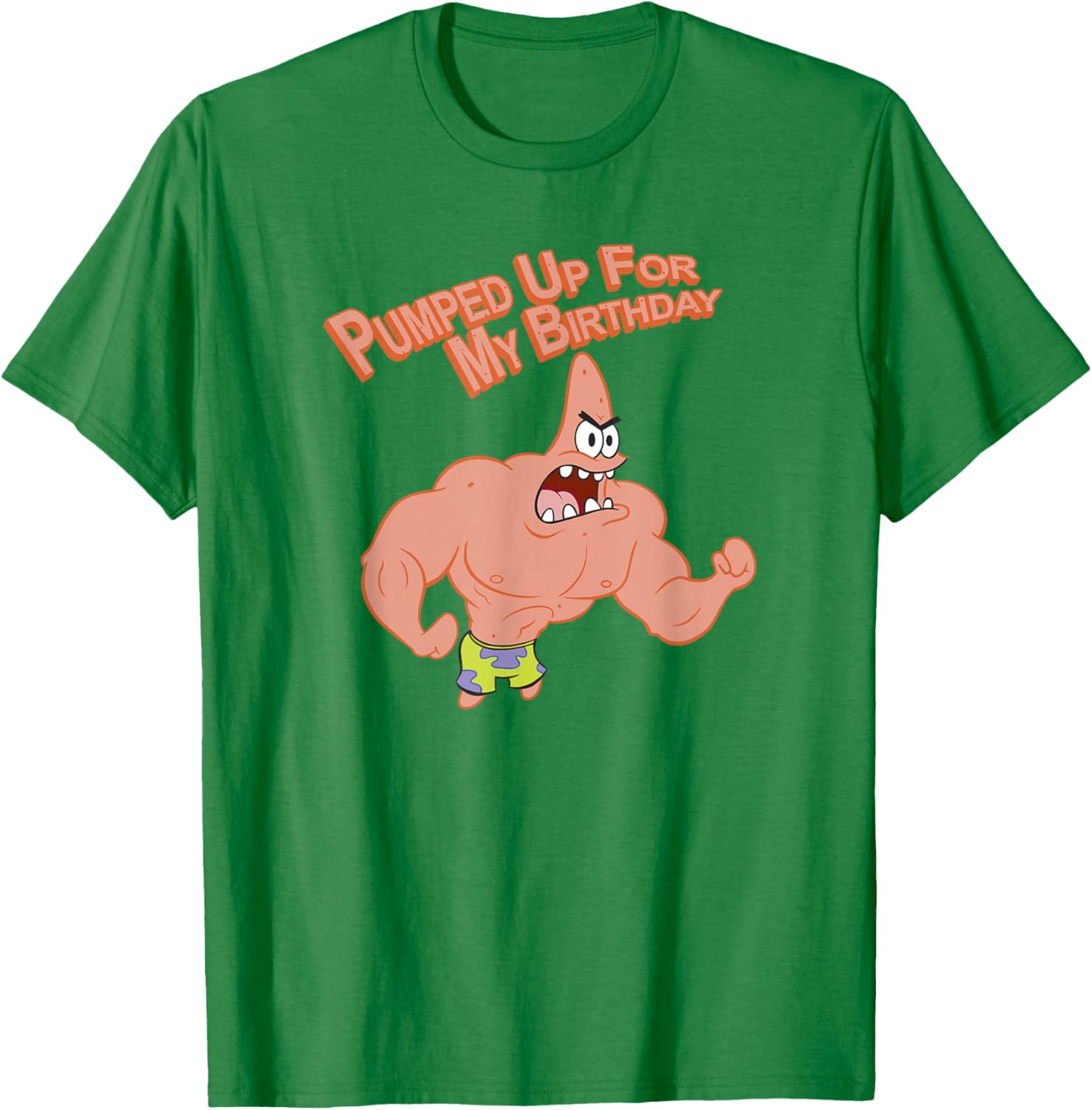 SpongeBob SquarePants Patrick Pumped Up For My Birthday T-Shirt - T-Shirt | Irish Green
