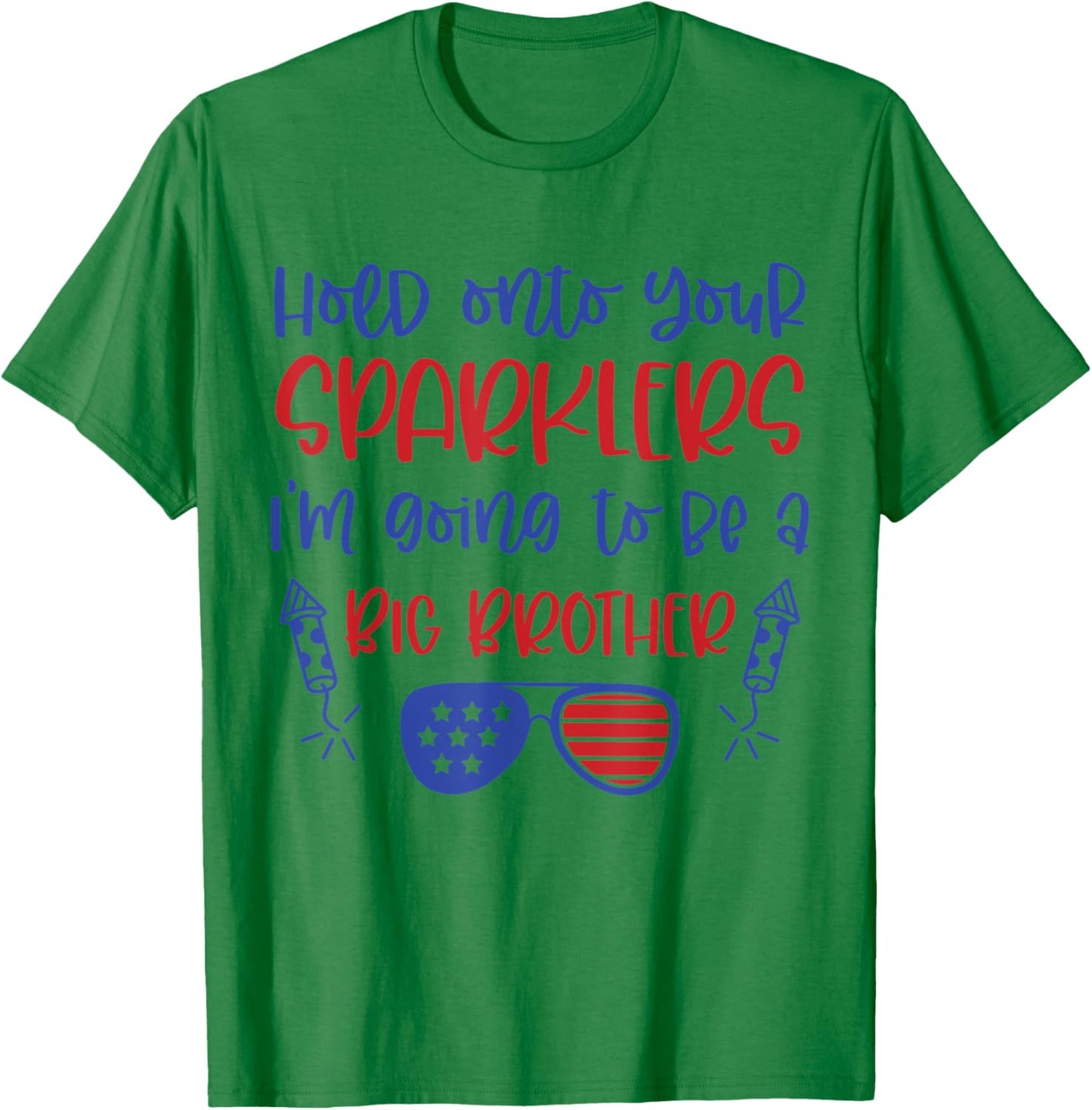 Big Brother Sparkler 4th of July Pregnancy Announcement T-Shirt - T-Shirt | Irish Green