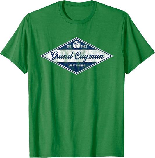 Retro Grand Cayman Islands Vintage Beach Vacation Souvenir T-Shirt - T-Shirt | Irish Green