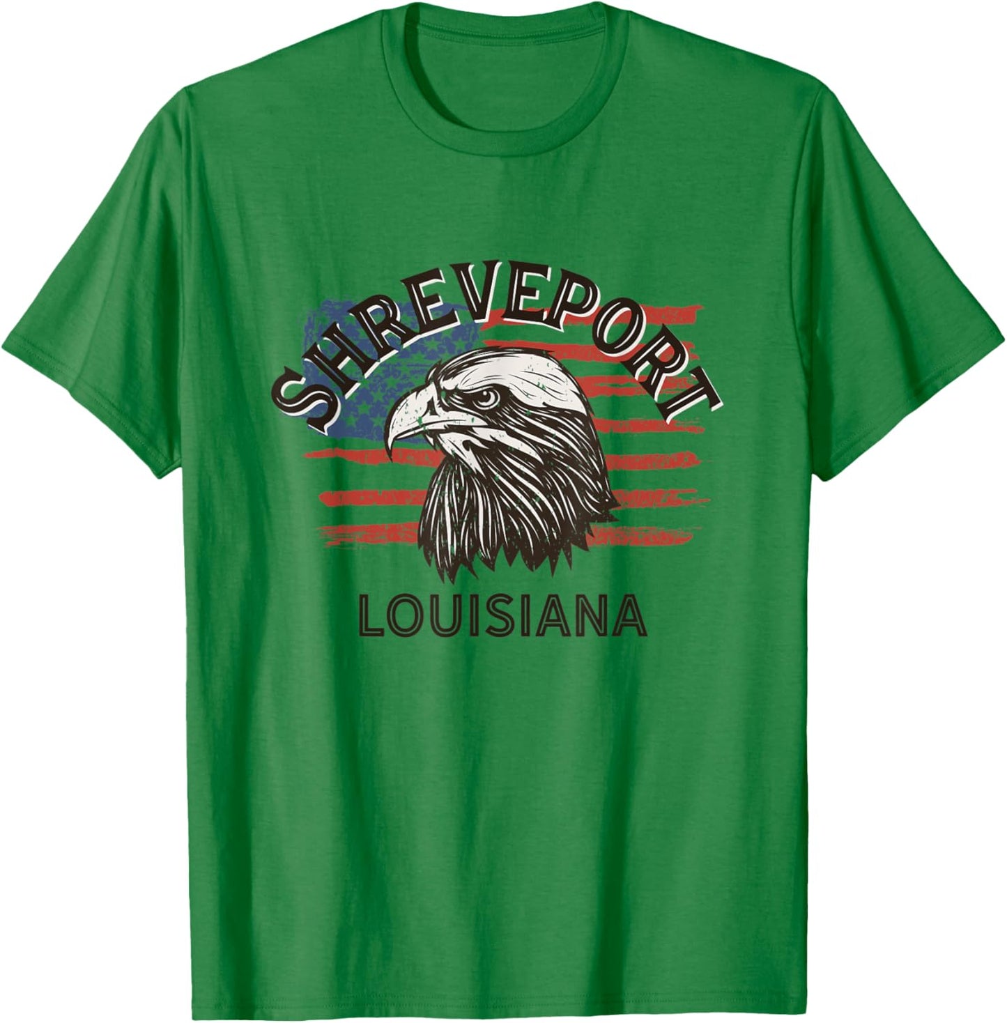Retro Eagle USA Flag Louisiana - Vintage Shreveport Women Men T-Shirt - T-Shirt | Irish Green