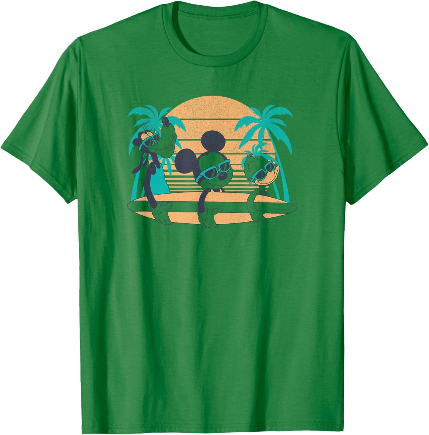 Disney Mickey and Friends Retro Surf Group Small T-Shirt - T-Shirt | Irish Green