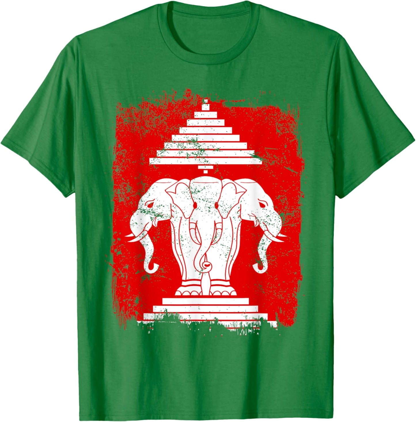 Laos Erawan Three Headed Elephant Kingdom of Laos T-Shirt - T-Shirt | Irish Green