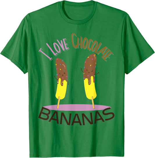 I Love Chocolate Bananas T-Shirt - T-Shirt | Irish Green