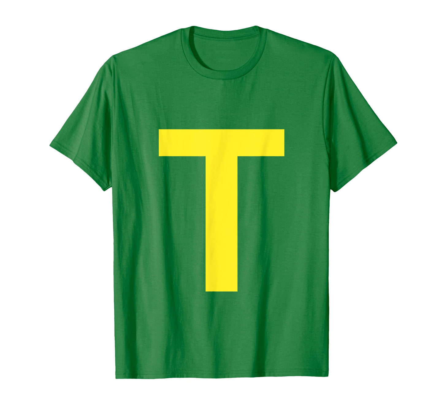 Letter T in Yellow on Green Costume Halloween Party T-Shirt
