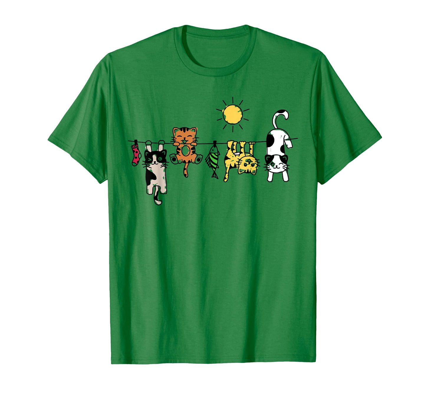 Cute Cats Hanging on a Clothes Line Funny Cat T-Shirt for Men Women Kids