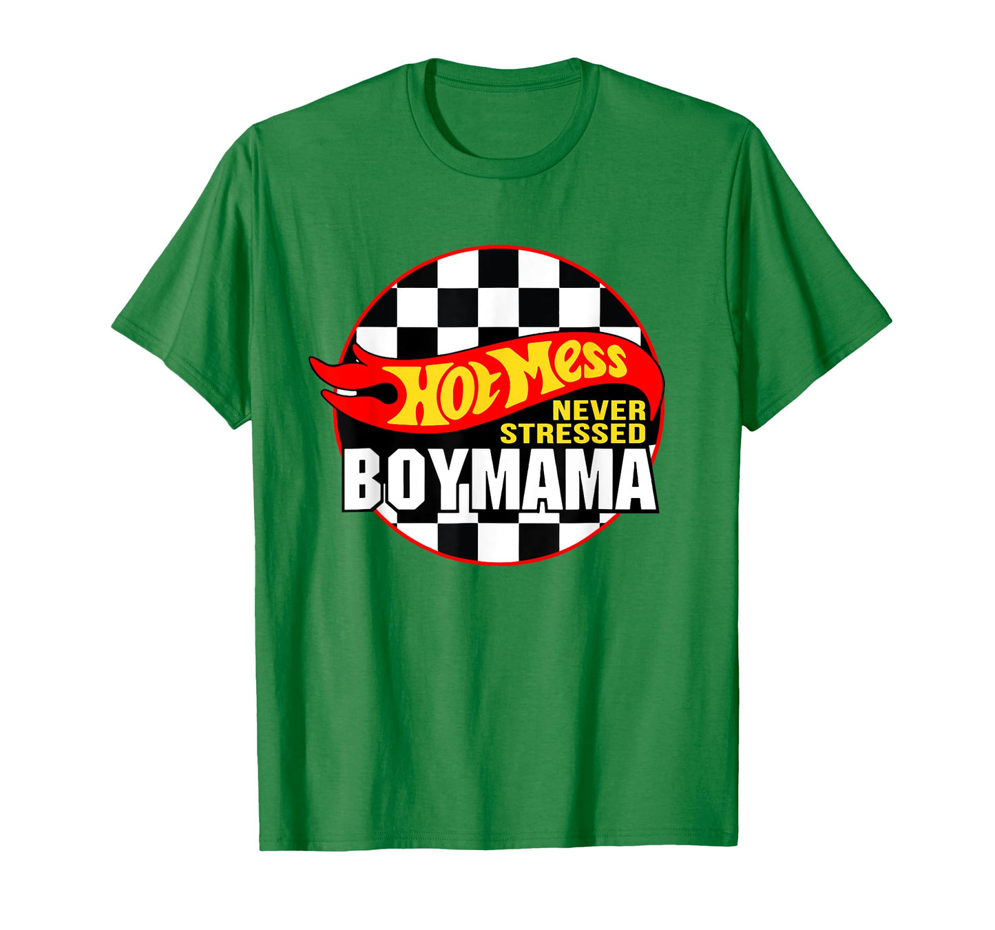 Hot Mess Little Stressed Boy Mama Racing Cars Mother's Day T-Shirt