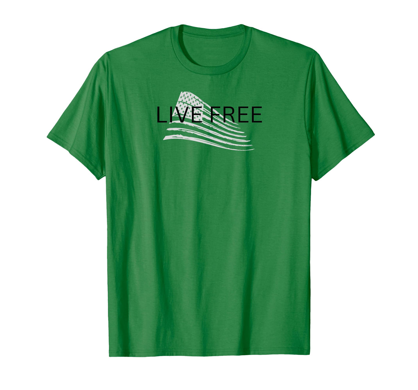 Live Free Text Christian, Patriotic Cross Flag Faith Blk Txt T-Shirt