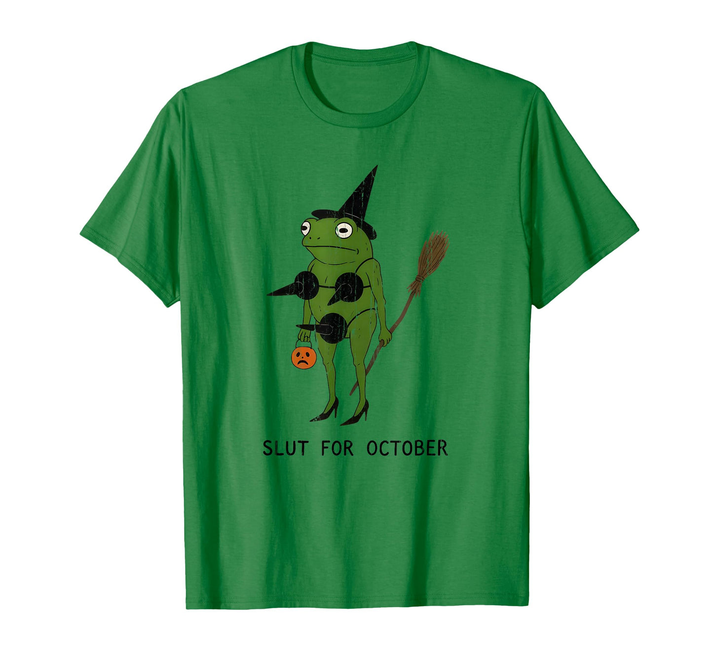 Slut for October, Funny Halloween, Funny Witch Frog T-Shirt