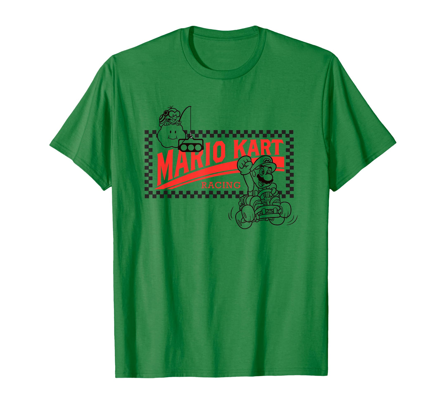 Mario Kart Racing Vintage Checkerboard Frame Logo T-Shirt