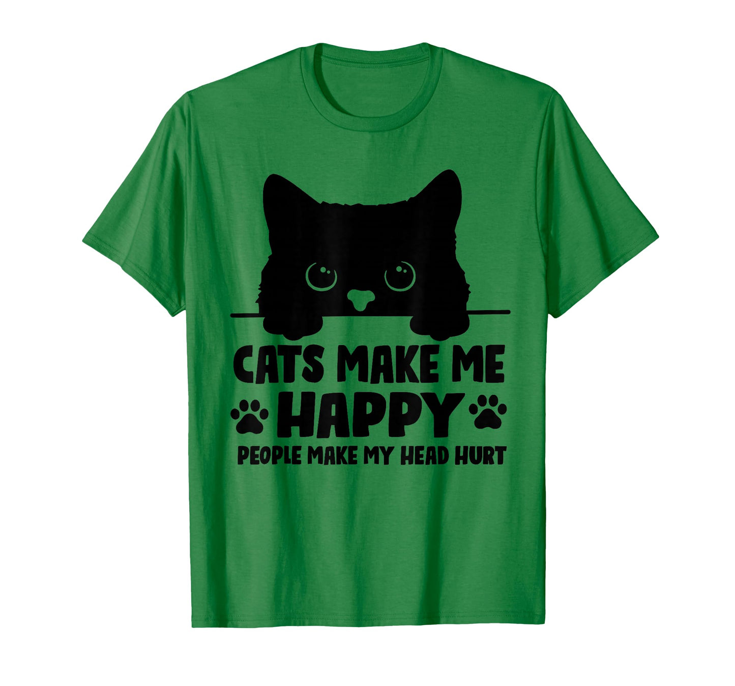 Cats Make Me Happy Humans Make My Head Hurt Black Cat Lover T-Shirt