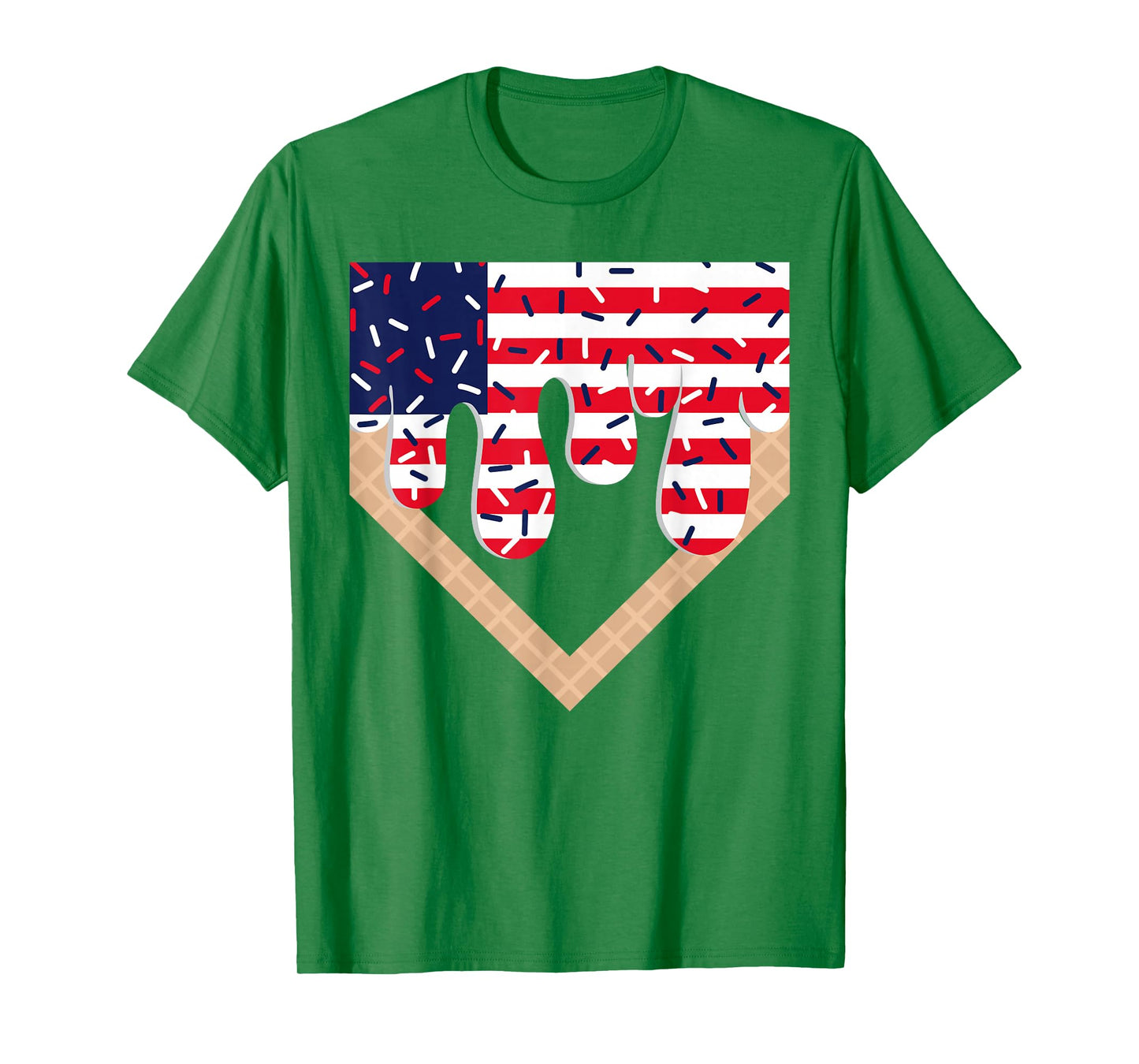 Baseball Drip Boy Ice Cream Patriotic American Flag 4th July T-Shirt
