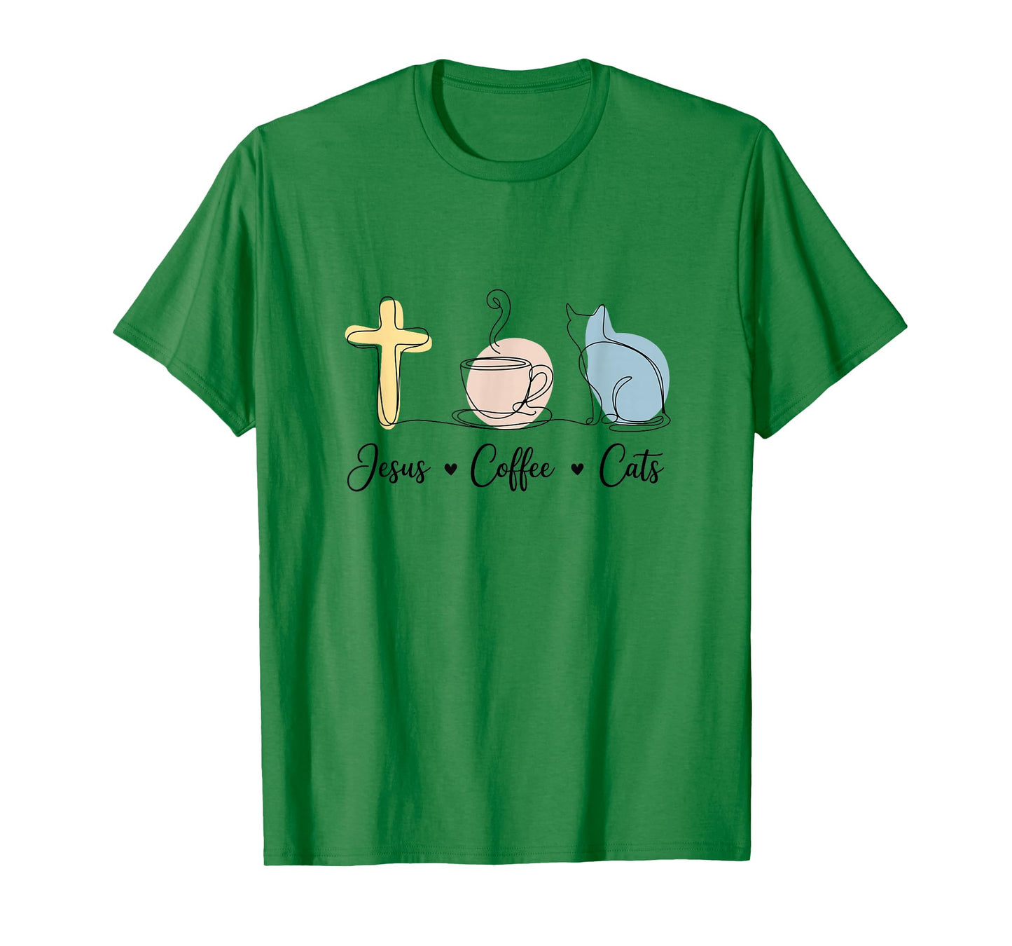 Jesus Coffee Cats Funny Cute Design Jesus Lovers Christian T-Shirt