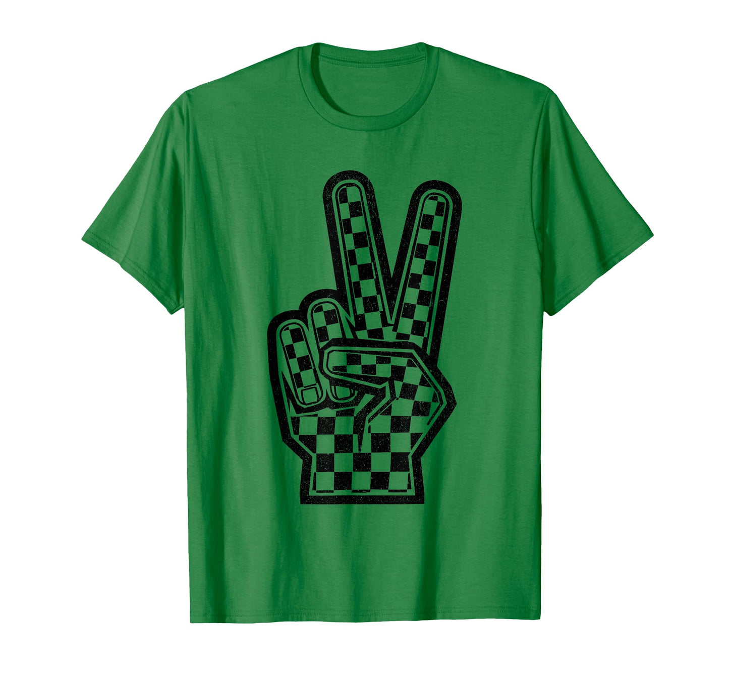 Checkered Peace Sign Shirt Vintage Racing Flag Kids Boy Girl T-Shirt