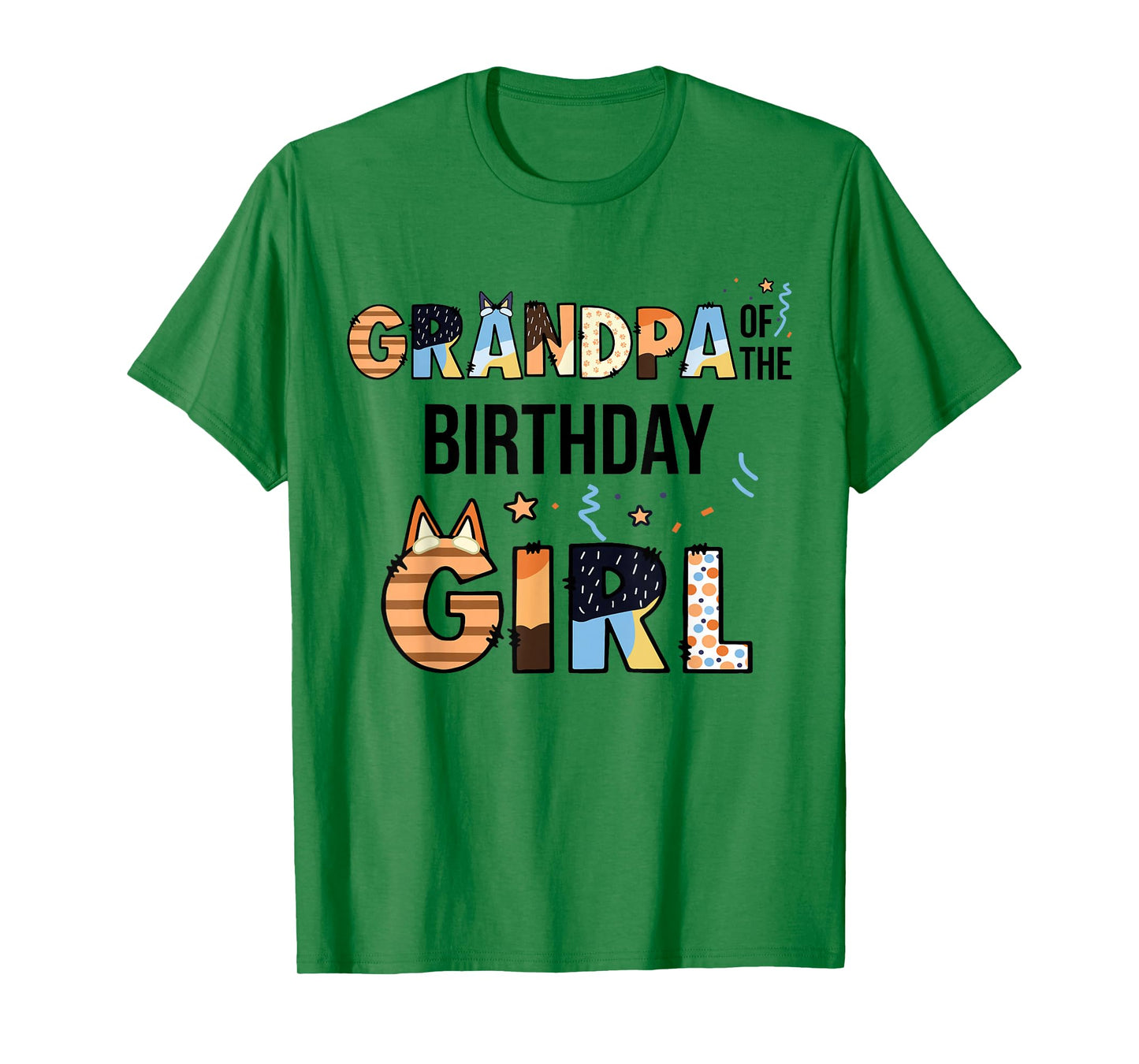 Grandpa Of The Birthday Girl Party Blue Dog Lover Matching T-Shirt