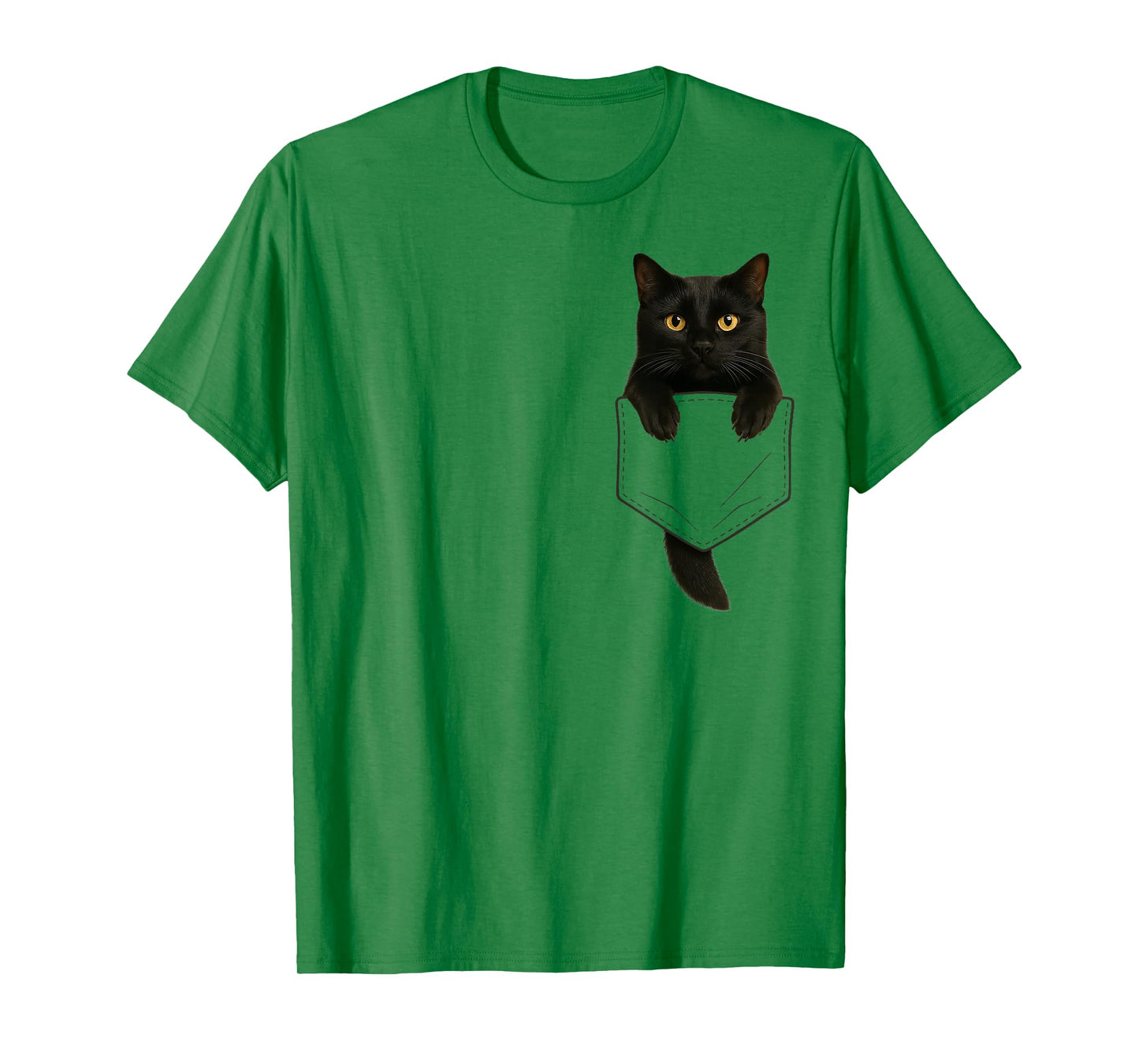 Cute Black Cat Pocket Funny Gifts Cat Mom Cat Dad Cat Lover T-Shirt