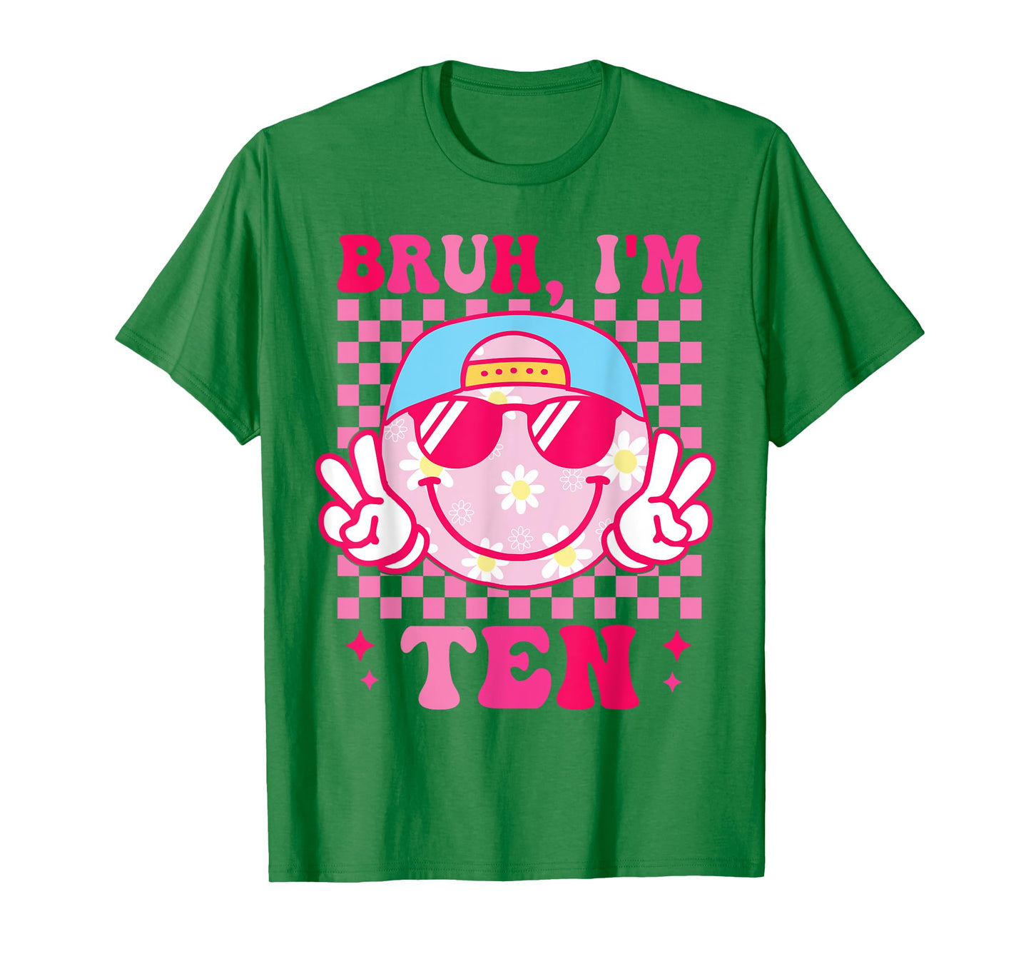 Bruh I'm Ten 10 10th Birthday Groovy Girls 10 Years Old T-Shirt