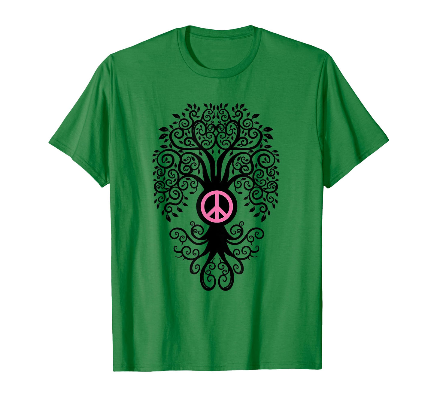 Bodhi Tree with Pink Peace Sign Yoga Tshirt T-Shirt