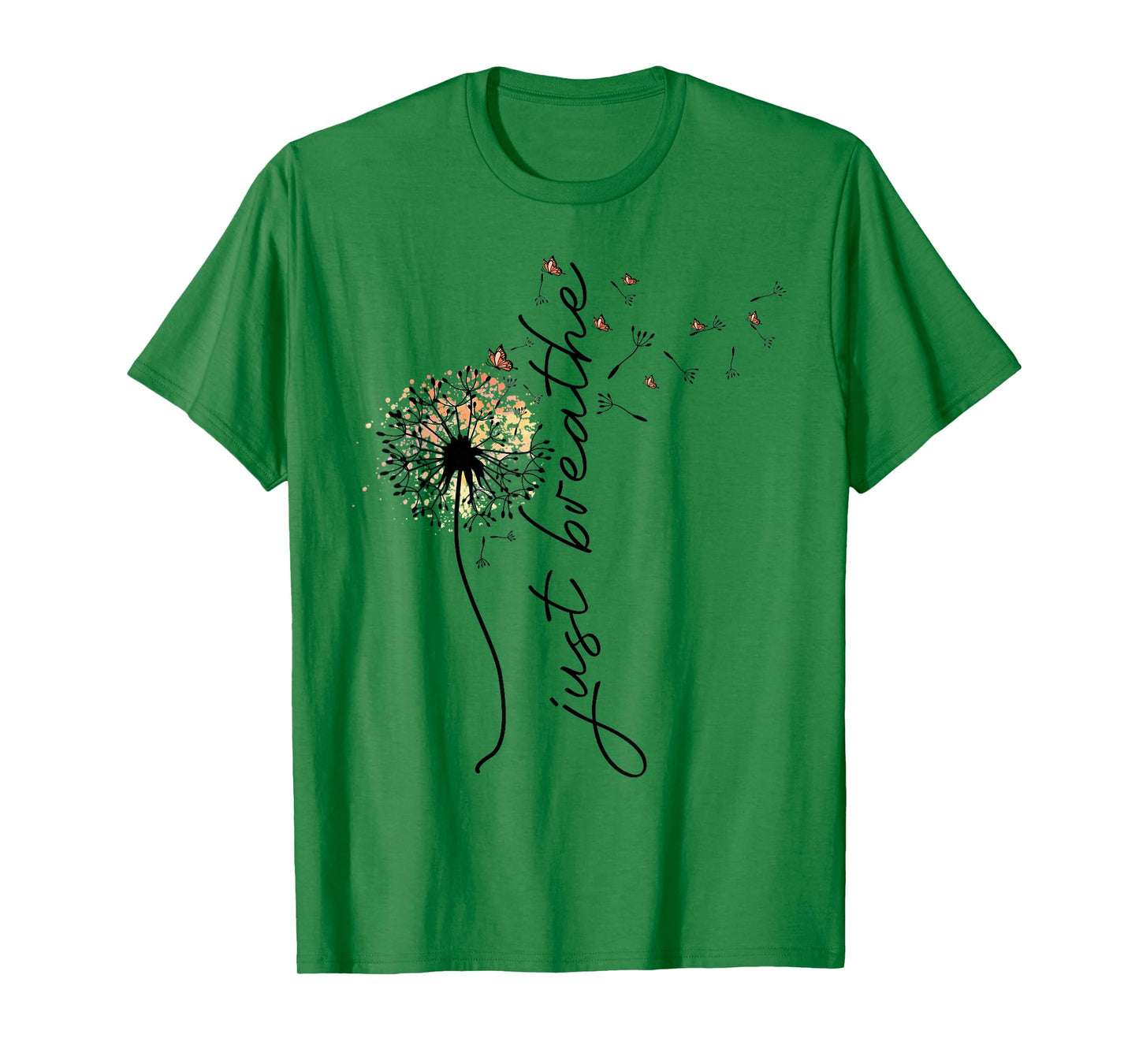 Just Breathe Tee Dandelion and Buterflies Womens Summer T-Shirt