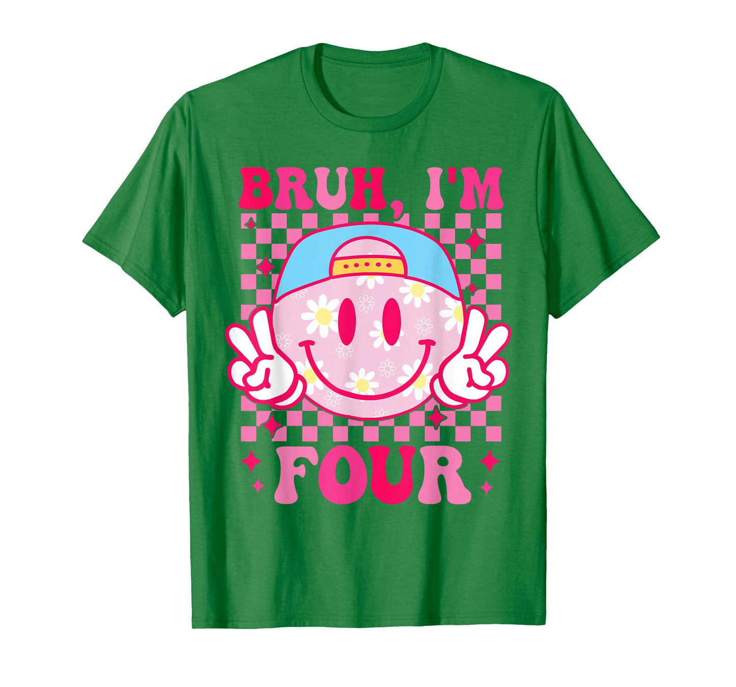 Bruh I'm Four 4 4th Birthday Groovy Girls 4 Years Old T-Shirt