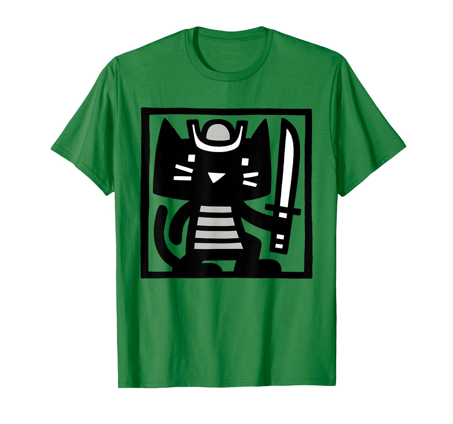 Samurai Cat Illustration – Warrior Cat with Sword T-Shirt