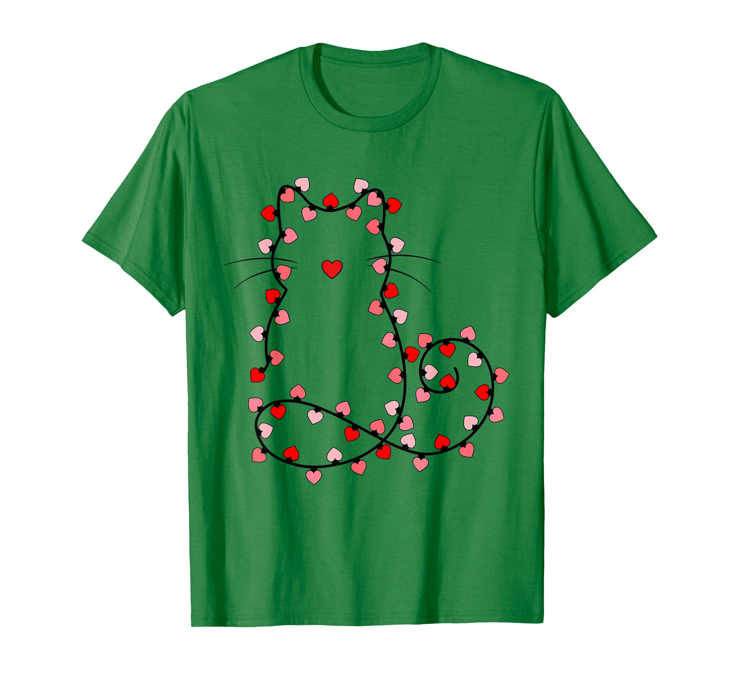 Cute Valentine Lights Cat Heart Love Valentines Day Girly T-Shirt