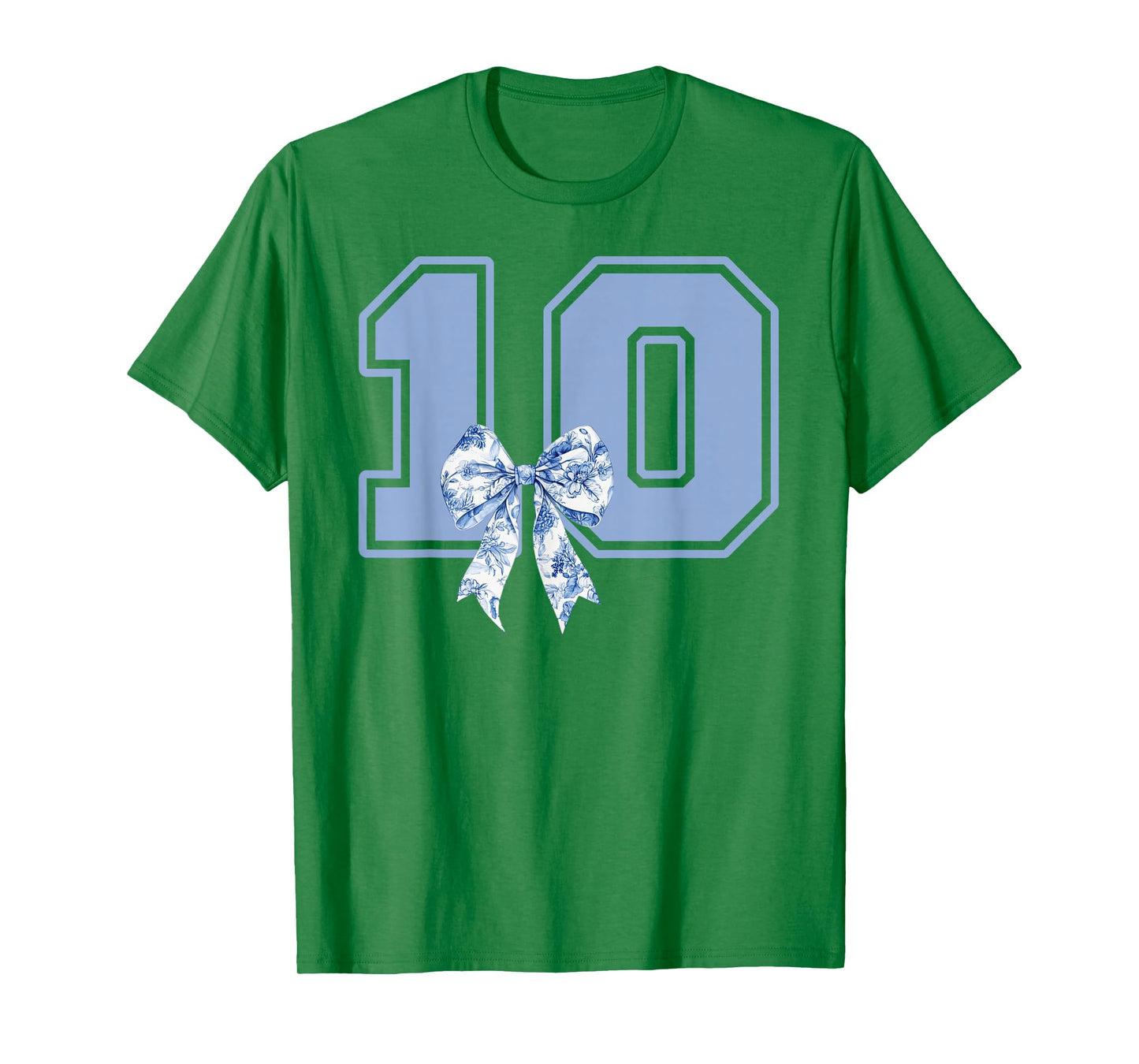 Birthday Girl Coquette Toile Blue Bow 10 Year Old Girl T-Shirt