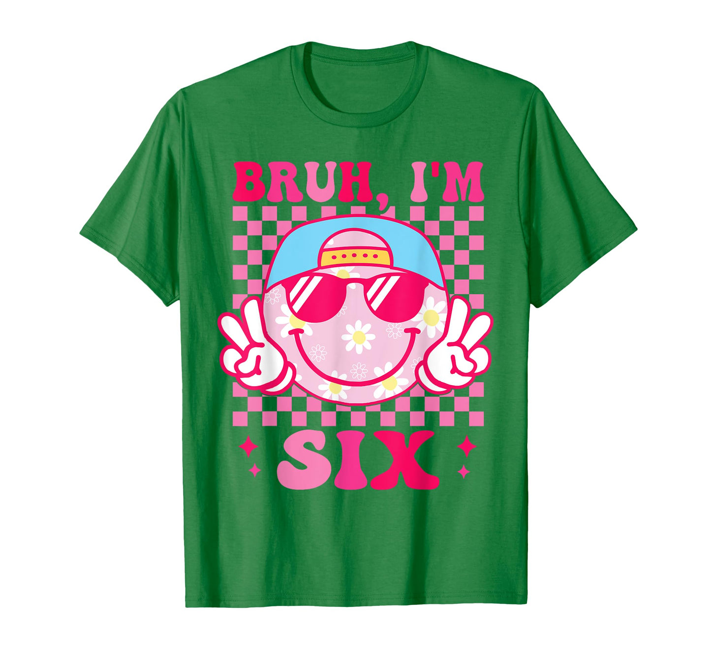 Bruh I'm Six 6 6th Birthday Groovy Girls 6 Years Old T-Shirt