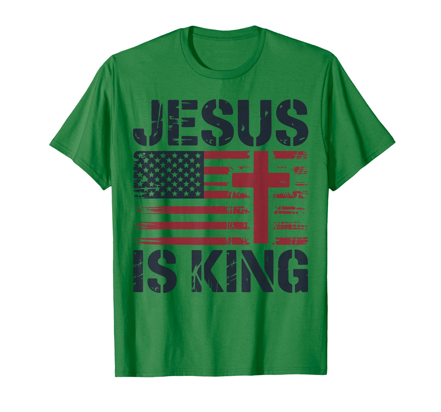White Jesus is King American Flag Christian Patriotic Cross T-Shirt