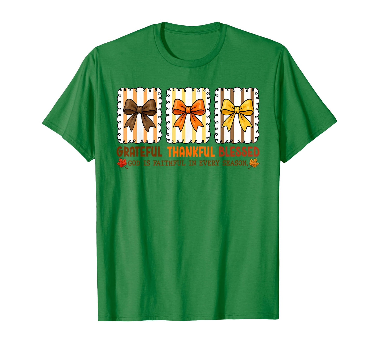 Cute Coquette Christian Fall Bow Grateful Thankful Blessed T-Shirt
