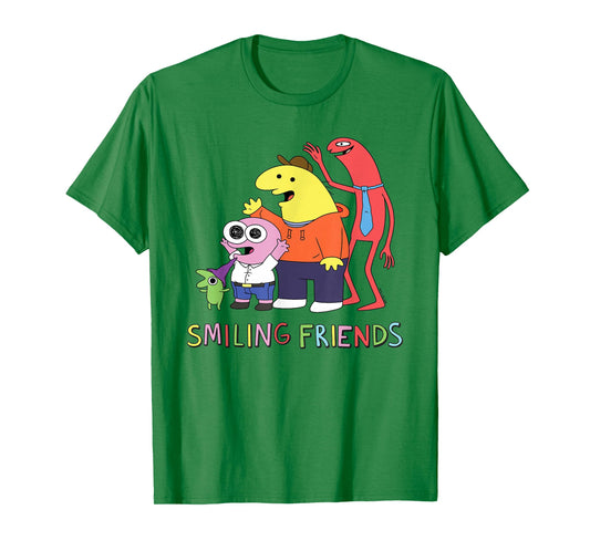 Smiling Friends Stacked Characters with Logo Cartoon T-Shirt