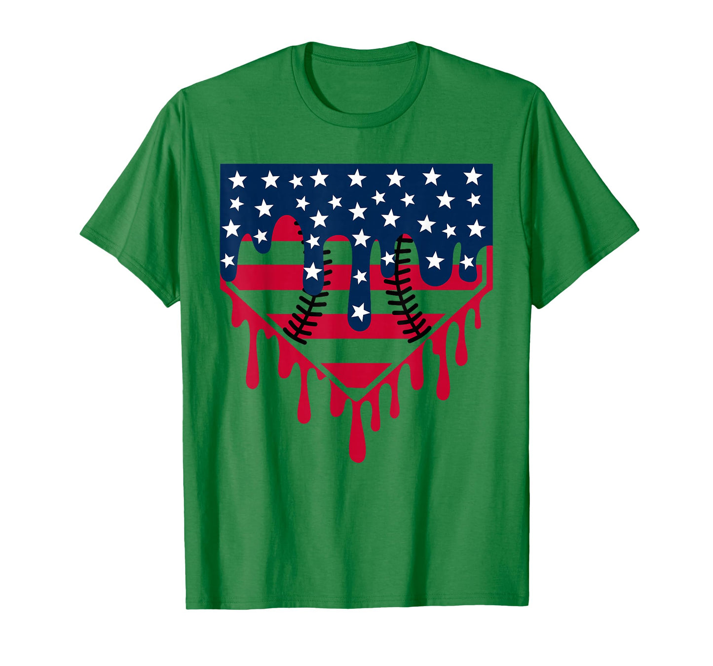 Baseball Drip Boy Ice Cream Patriotic American Flag 4th July T-Shirt