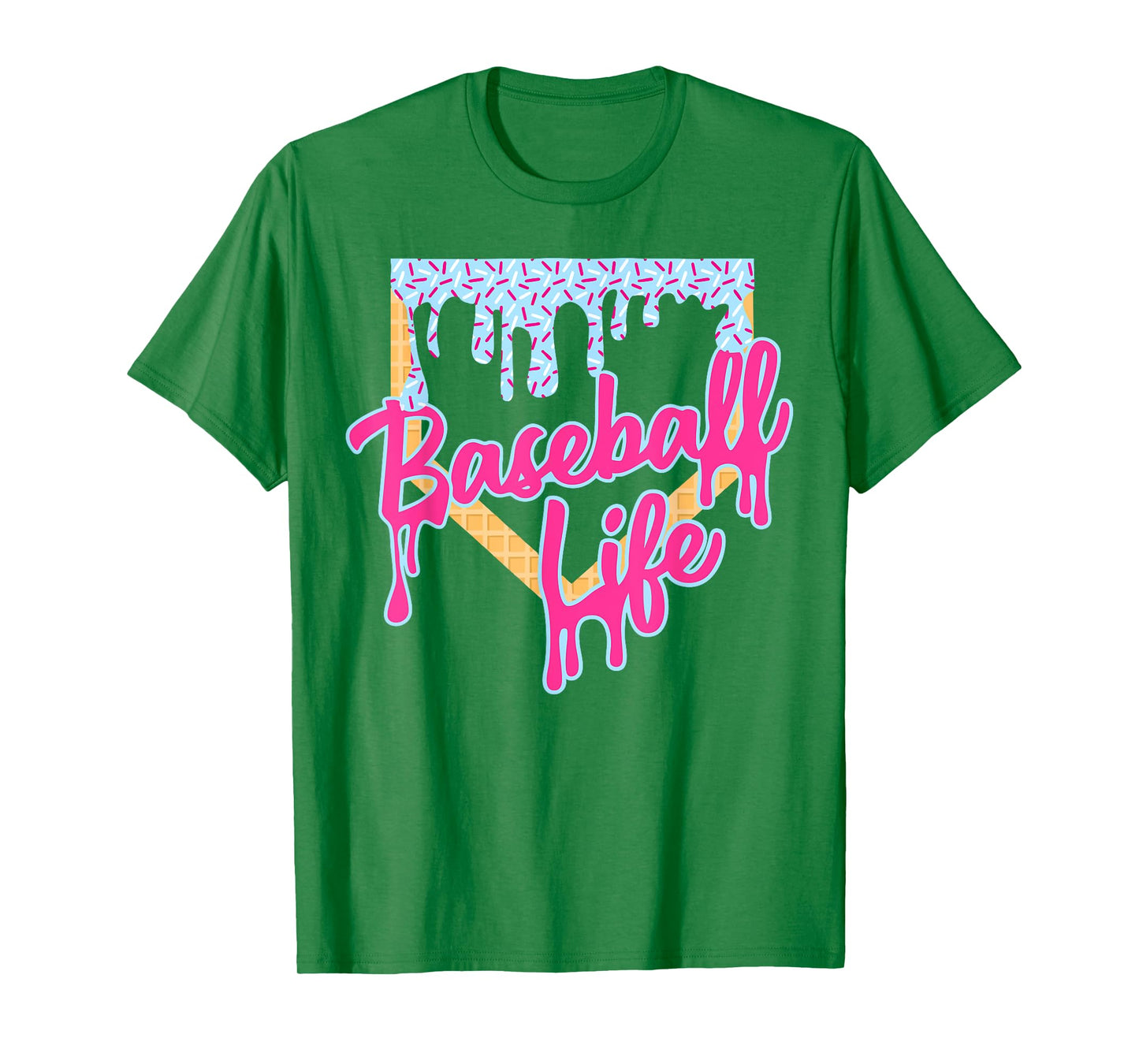 Baseball Life Baseball Home Plate Ice Cream Dripping T-Shirt