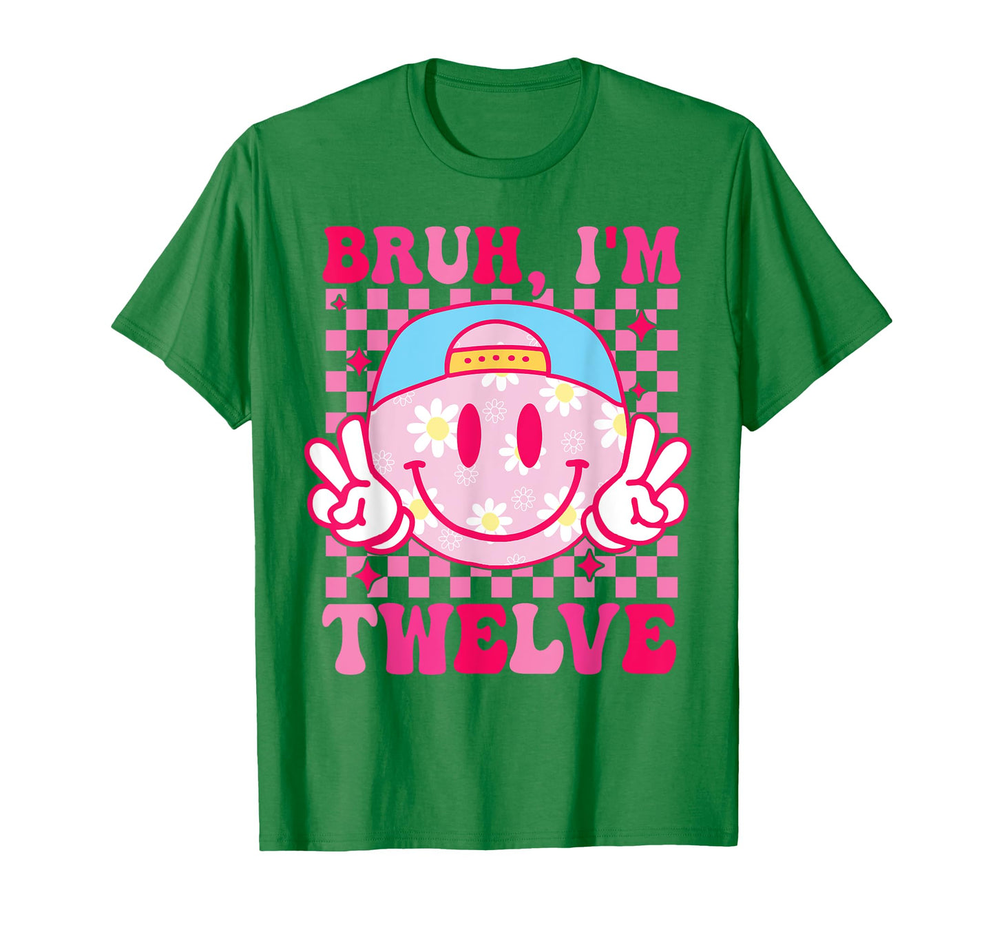 Bruh I'm Twelve 12 12th Birthday Groovy Girls 12 Years Old T-Shirt